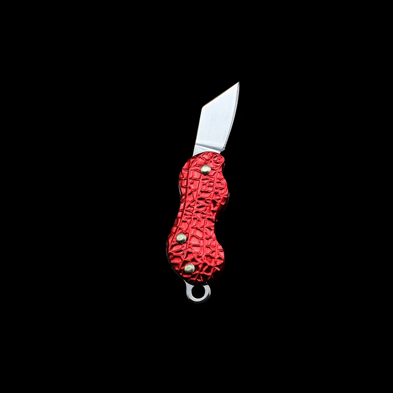 Red Прямая поставка мини 440C из нержавеющей стали складываемый карманный нож в форме арахиса Висячие ножи алюминиевая ручка ожерелье нож, инструмент для повседневного использования - Цвет: Red