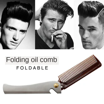 

Oil head folding comb Stainless Steel Folding Comb Travel Portable Pocket Hair Beard Metal Comb G0114