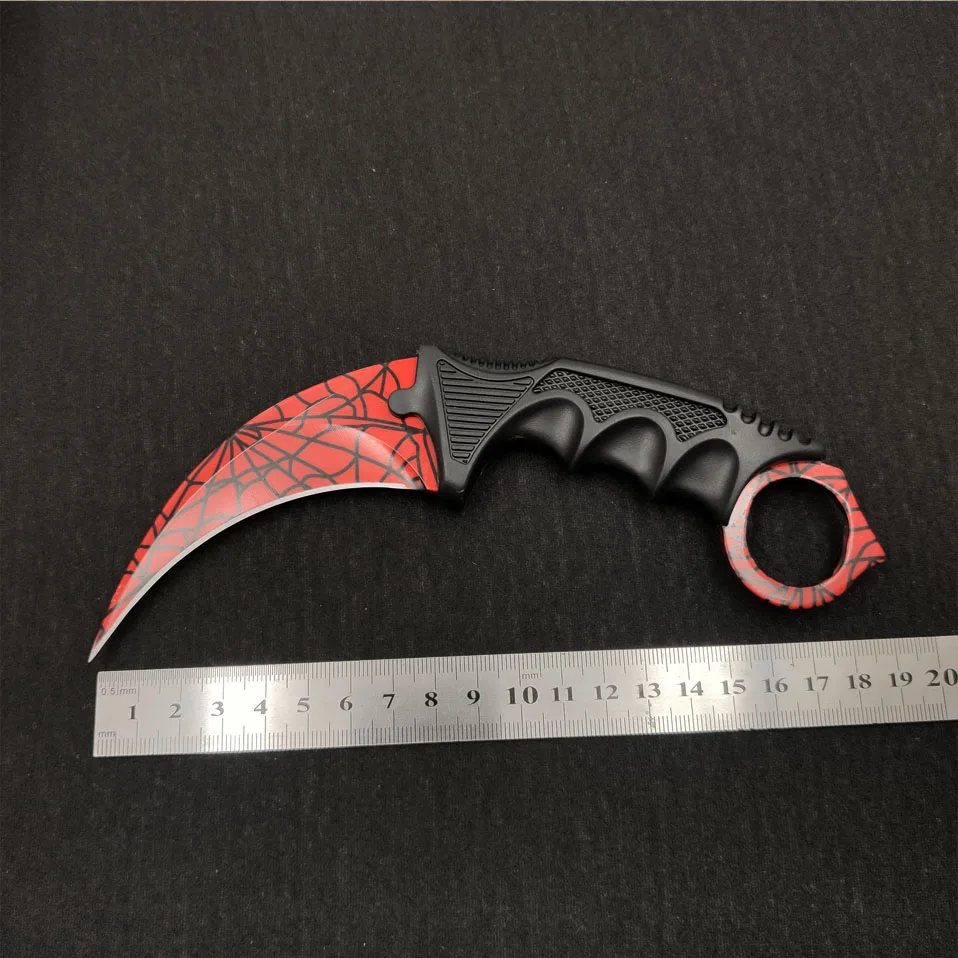 Spider Grid CS GO нож-Коготь Karambit, нож для шеи с ножной, Тигриный зуб, настоящий игровой нож, красный, синий, золотой цвета, Походный нож - Цвет: Spider Grid