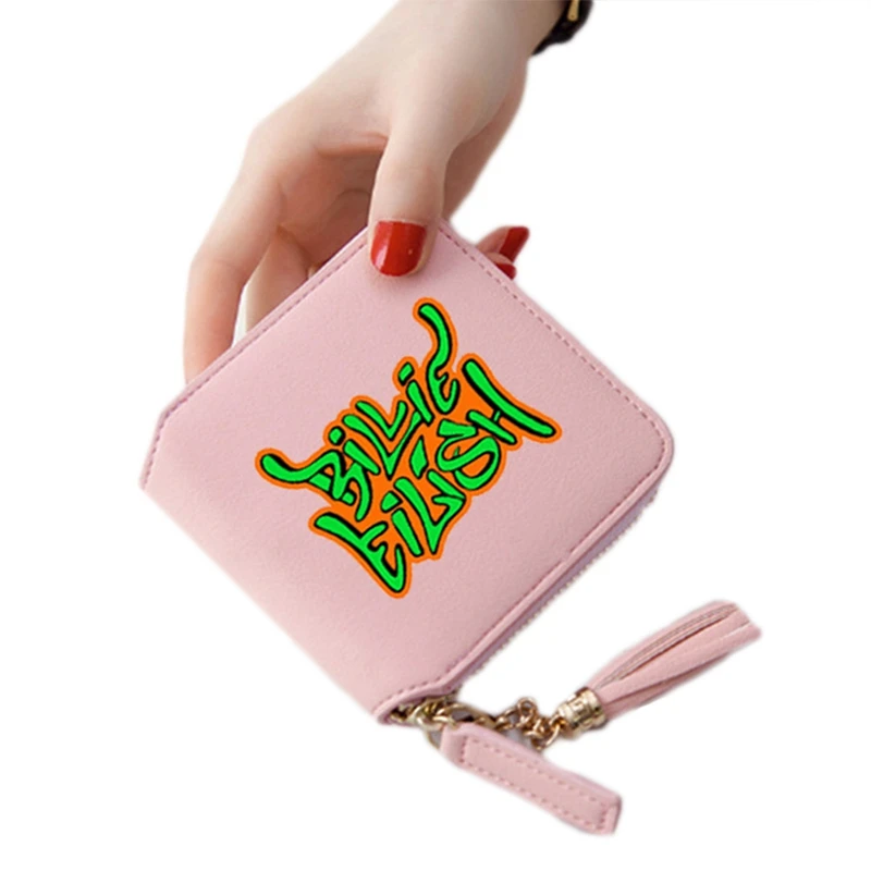 CB1529PK2 Billie Eilish Печать PU Kpop аксессуары кошельки для женщин Горячая молния карты девушка кошелек и кошельки мини сумки - Цвет: CB1529PK2