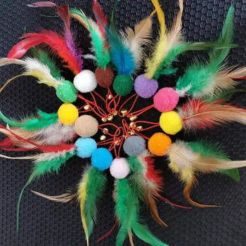 

Cat Steel Wire Funny Cat Stick Hair Ball Feather Replacement Head Set Of 3 Random Colors