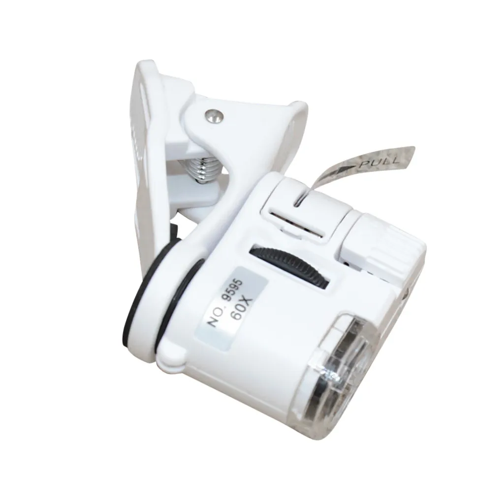 lumière UV de loupe LED de 9595W 60X Mini microscope d'agrafe de téléphone portable Plaisir d'été Microscope mini réglable de téléphone portable 