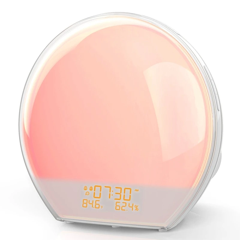 

Promotion! Wake-Up Light Sunrise and Sunset Nature Wake Up Fm Radio Alarm Clock Colorful Atmosphere Led Night Light US Plug