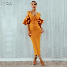 Adyce, новое летнее женское Клубное платье, Vestidos, вечерние платья знаменитостей, желтое, красное, с рюшами, с бабочкой, с коротким рукавом, миди, Клубные платья