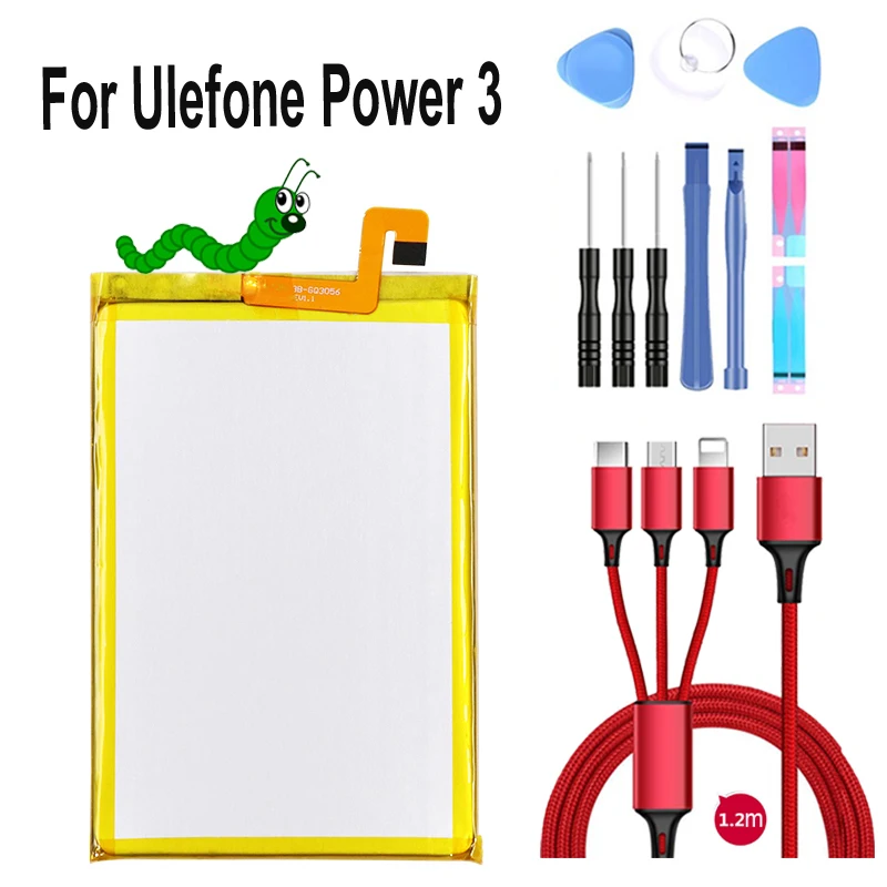 100% новый 6080 мАч Сменный аккумулятор для Ulefone Power 3 3S 6 0 дюймовый + USB кабель набор