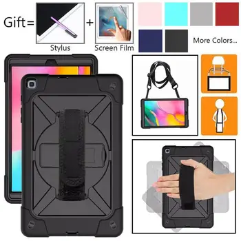 

360 Rotating Case for Samsung Galaxy Tab A 10.1 2019 T510 T515 SM-T510 SM-515 Tablet Cover with Hand Shoulder Strap + Pen + Film