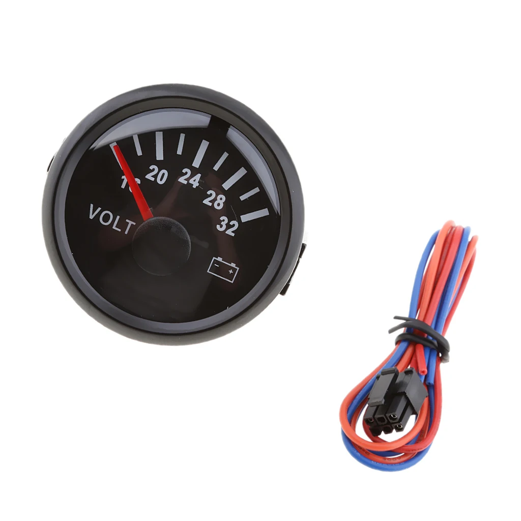 Вольтметр для морской лодки 16-32V 52mm 2-1/1" Запчасти для морской лодки - Цвет: Черный