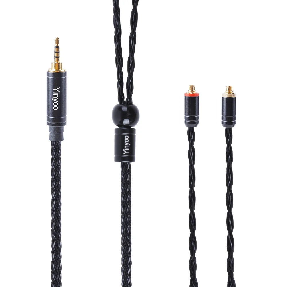 MMCX 2.5mm Yinyoo 16 Core посеребренный кабель 2,5/3,5/4,4 мм балансный кабель с MMCX/2pin/QDC разъем для KZZS10 PRO AS10 ZSX BLON BL03 - Цвет: MMCX 2.5mm
