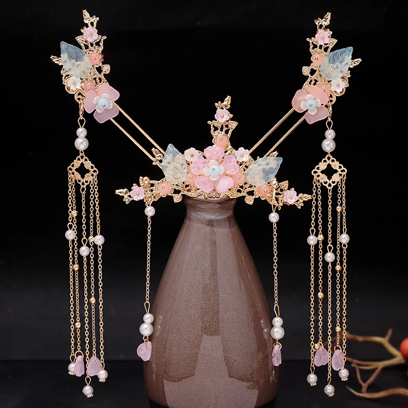 Antique Hanfu Headdress Hairpin Tassel Step Shake Ancient Dress Hair Accessories Hairpin Suit Accessories Female winifred sanderson costume Cosplay Costumes