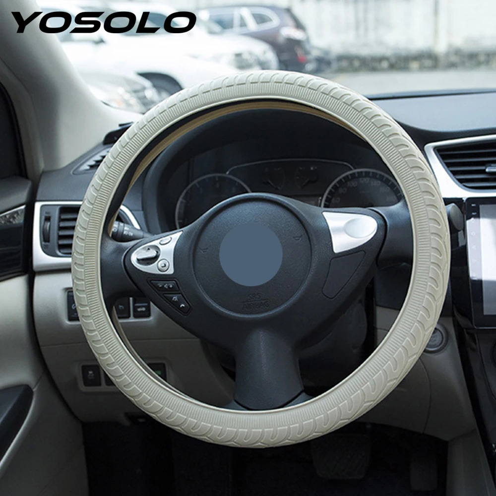

YOSOLO Car Steering Wheel Cover Auto Decoration Anti-Slip Universal 36-40cm Texture Silicone Steering Covers