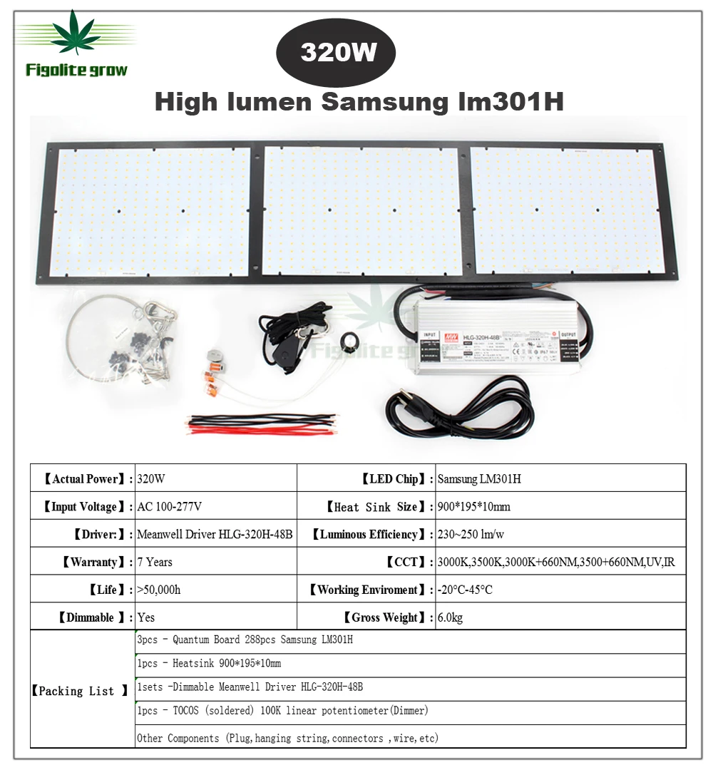 2020 Amzon Top sell LM301H Dimmable Quantum Tech V3 Board led grow light 120W 240W 320W 480W Meanwell driver 7 years warranty