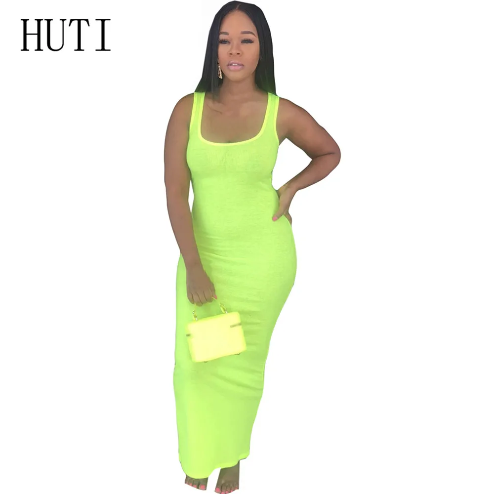 

HUTI Sexy Spaghetti Strap Fashion Female Slim Dress Elegant Sleeveless Hollow Out Boho Beach Casual Night Party Bodycon Dress