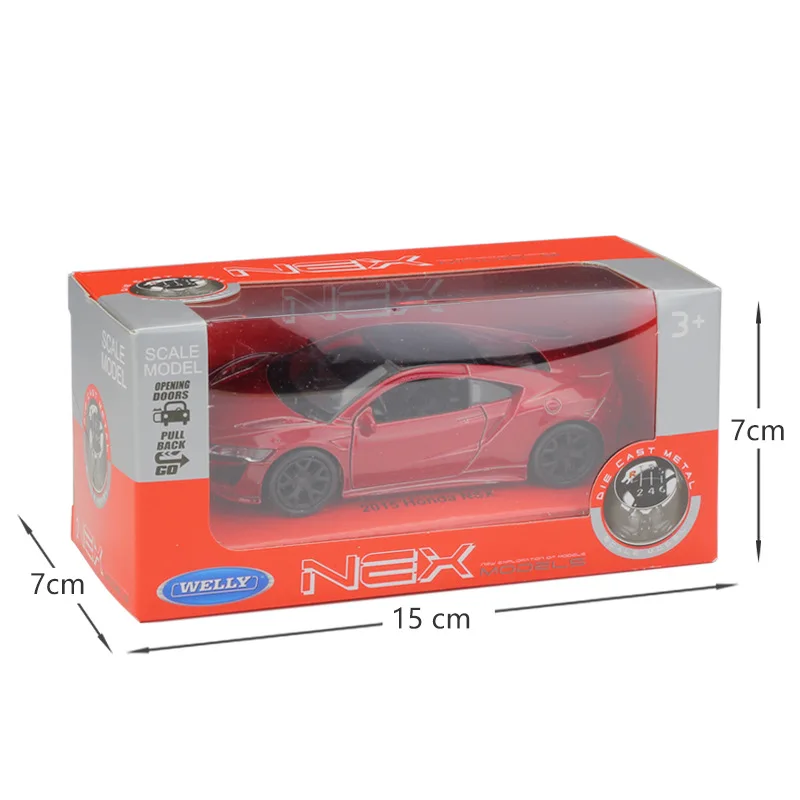 Модель автомобиля WELLY 1:36 в масштабе 2015 HONDA NSX игрушечный автомобиль с откидной