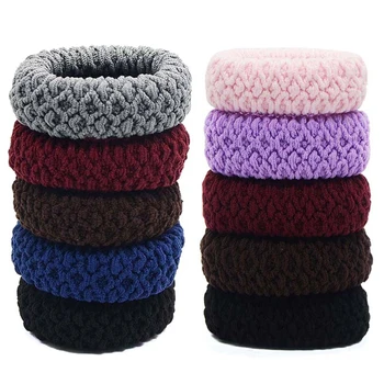 

5pcs/set New Girls Hair Ring Jewelry Stretch Boutique Jacquard Leather Towel Wide Rubber Band Hair Accessories Elastic Hair Band
