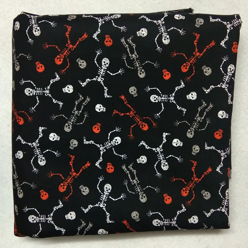 50x105 см панк крутой Хэллоуин Танцы череп напечатанный хлопок ткань череп ткань Лоскутная Ткань платье украшение дома