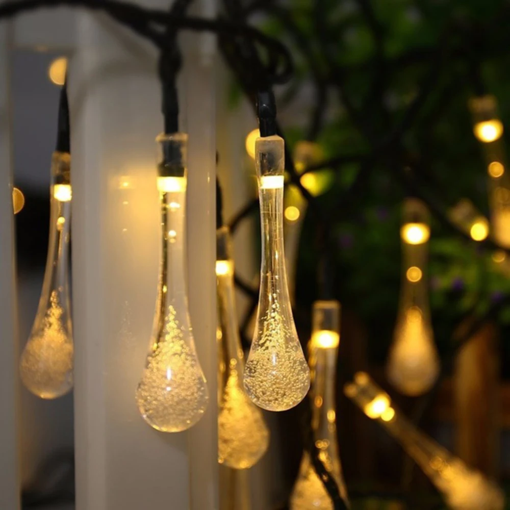 20 светодиодный Сказочный водонепроницаемый струнная лампа в виде капли сада Рождественская елка свадебное украшение для дома