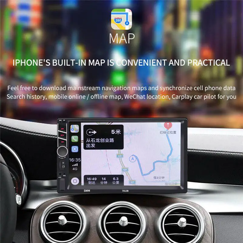 

Car MP5 Player 7013B 7 Inches HD FM Radio Car MP3 Player Plug-in Card USB Flash Drive Reversing Image No Camera