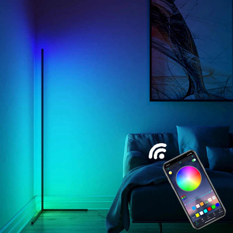 smart app led corner lamp home rgb music remote control floor lamp for office bedroom modern standing lamp warm light dimming