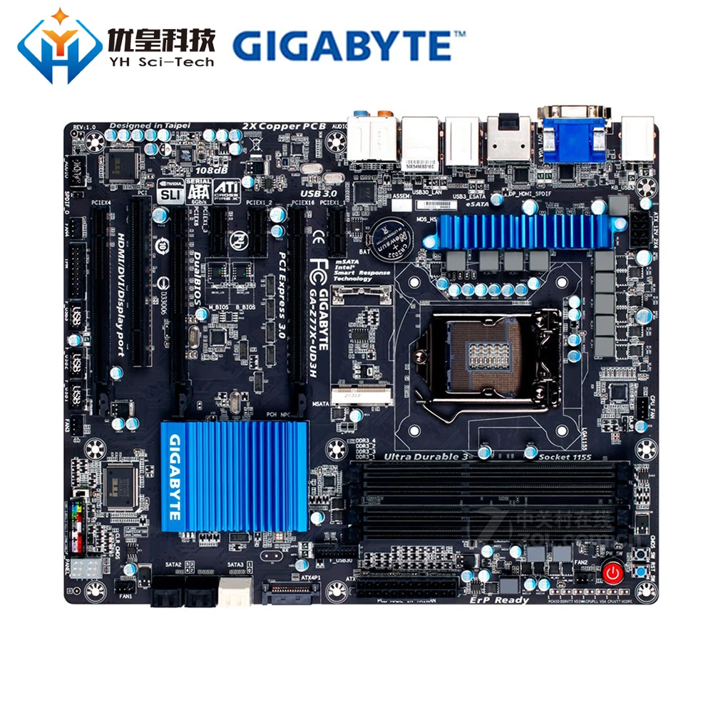 

Original Used Desktop Motherboard Gigabyte GA-Z77X-UD3H Z77 Socket LGA 1155 Core i7/i5/i3/Pentium/Celeron DDR3 32G ATX