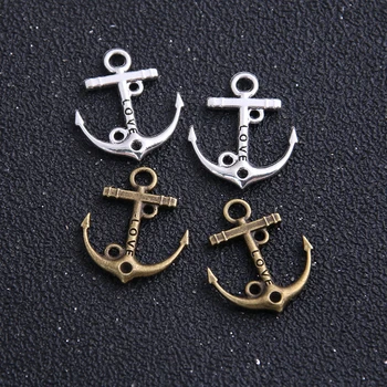 

18pcs/lot 19*22mm two color Metal Alloy Nautical Anchor Charms Jewelry love Anchor Pendants
