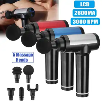 

LCD Display Body Massage Gun Exercising Muscle Electric Massager Gun 5 heads Massager for Neck and Back Slimming Shaping