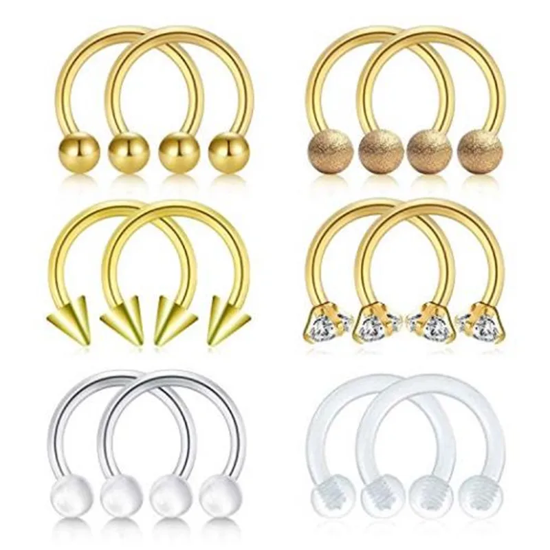 Кольца для носовой перегородки обруч 16 г в виде подковы из хирургической стали |