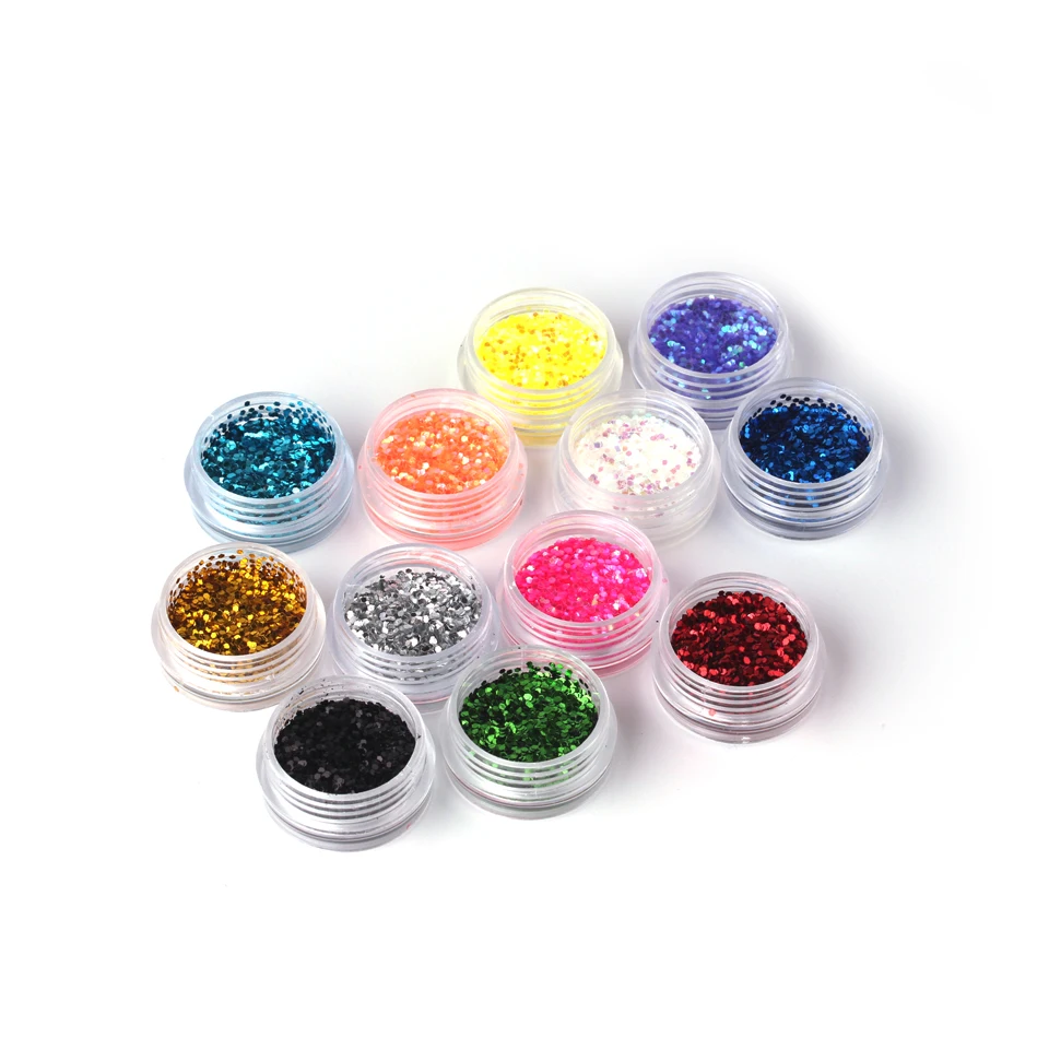 NEWCOME 12 Box Shining Laser Silver Chrome Glitter Powder Laser Sparkly Nail Art Chrome Pigment Silver DIY Nail Art Decoration