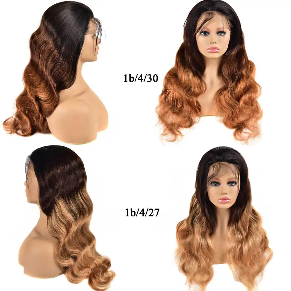 13x4 Glueless Ombre Lace Front Human Hair Wigs Pre Plucked Body Wave Wig Remy Brown Brazilian Lace Front Wigs For Black Women