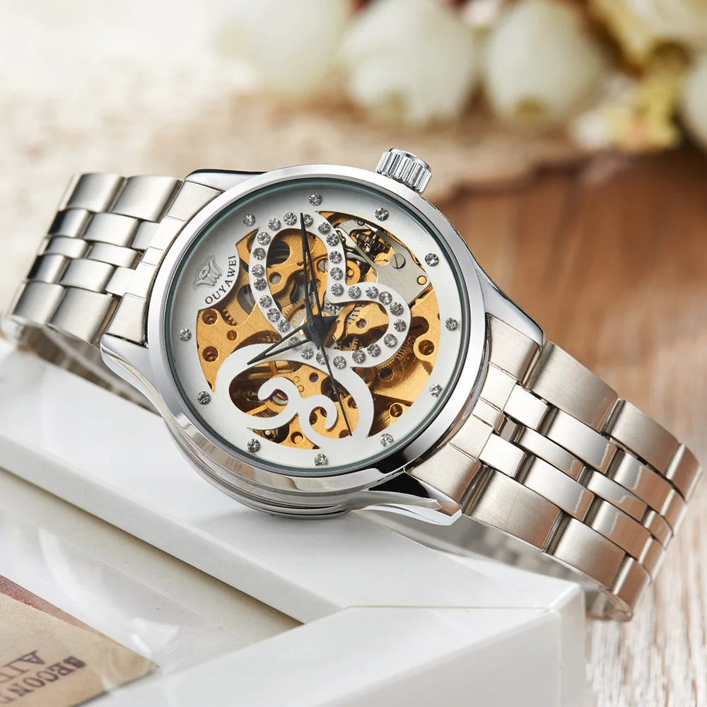 

Europe-asia wei ouyawei Fully Automatic Butterfly Hollow out Waterproof Steel Belt Women's Analog Watch