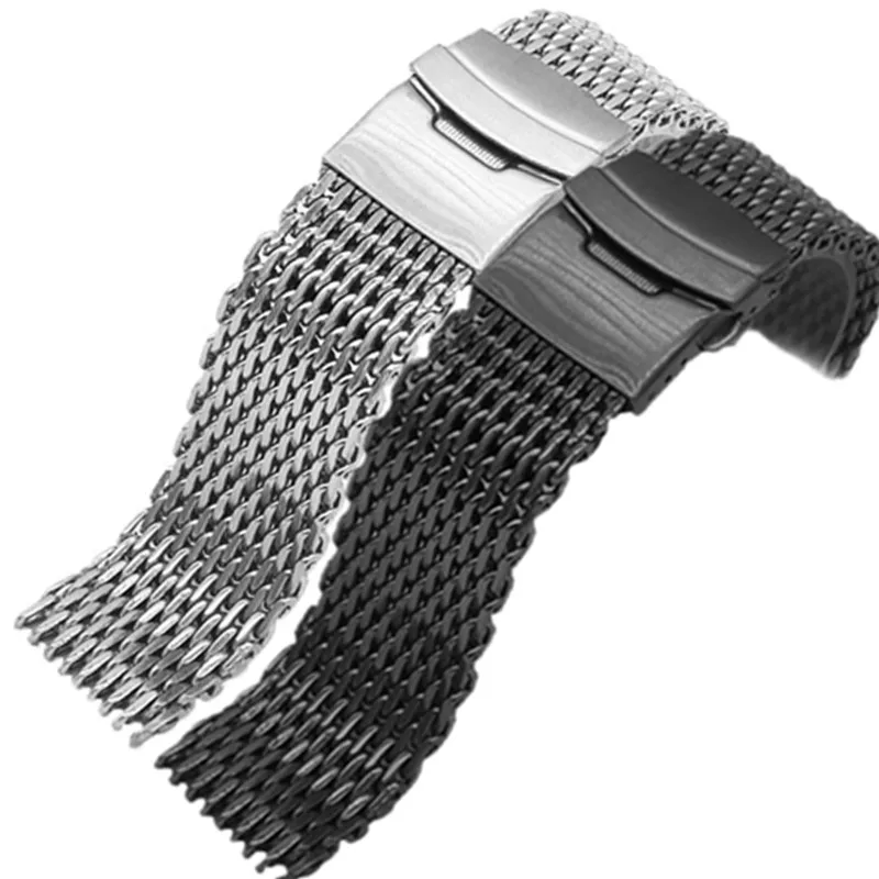 

Black Silver 18mm/20mm/22mm/24mm Stainless Steel Milanese Metal Watch Watchband Mesh Mesh Shark Bracelet Band Strap For Watch
