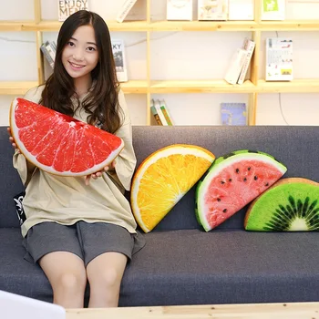 

3d Watermelon Oranges Grapefruit Print Fruit Car Office Air Conditioning Home Decoration Pillow Kid Plush Doll