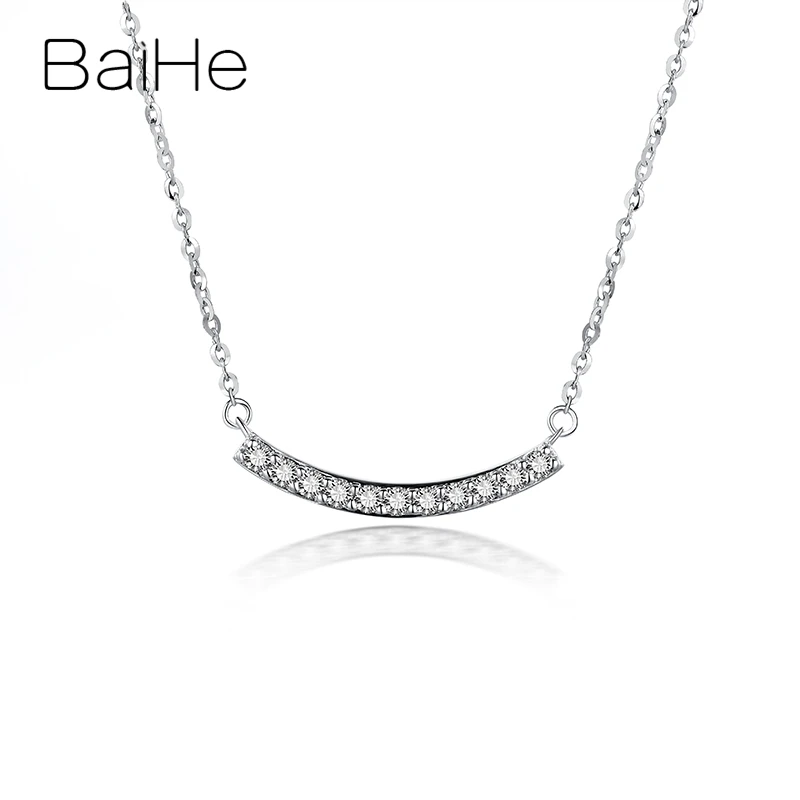 White Gold BAIHE Твердые 18 к белое золото сертифицированные круглые H/SI 0.183ct натуральные бриллианты ювелирные изделия Свадебные трендовые Простые Модные Подарочные ожерелья - Цвет камня: White Gold