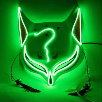 

Female Women EL Costume Ball Mask Japanese Led Fox Mask Masque Charming Mask for Night Club Party Masks Halloween Party Mask