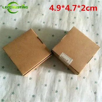 

Leotrusting 50pcs 4.9*4.7*2cm Brown Kraft Paper Box Natural Kraft Paper Gift Packaging Box Handmade Wedding Paper Cardboard Box
