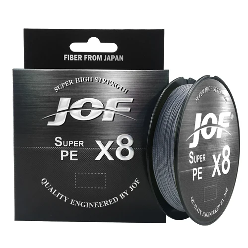 JOF 8 Weaves Multifilament Fishing Line 150M 300M 500M 8 Strands Braided Fishing Line PE Line 15 20 30 40 50 60 80 100LB Low-Vis Gray