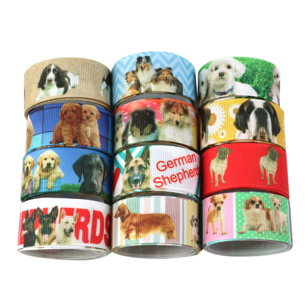 David accessories 7/8 &quot22mm dog Высококачественная печатная полиэфирная лента 50 ярдов DIY