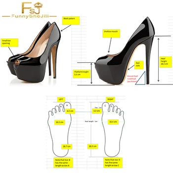 

Patent Black Genuine Leather Platform 5.5 cm High Heels 18.5 cm Open Toe Shoes Women Foot Measurements Customization Service FSJ