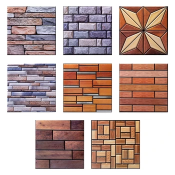 

3D Wall Panels 5 Pack, Wall Panels for Interior Wall Decor,Self-Adhesive Waterproof Foam Wall Tiles Wood for TV Background Walls
