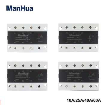 

ManHua SSR DC-AC 10A/25A/40A/60A Three Phase Solid State Relay 480VAC 3-32VDC