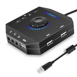 Carte son externe USB 7.1 canaux pour ordinateur Gamer, Interface Audio pour casque, carte son multi ports pour ordinateurs portables 