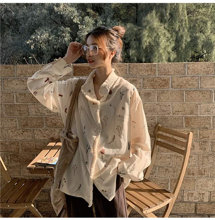 ILARES Blouse Women Plus Size Shirt Vintage Tassel Long Sleeve Printing Shirts Korean Style Women Clothes Blouse Tops For Women