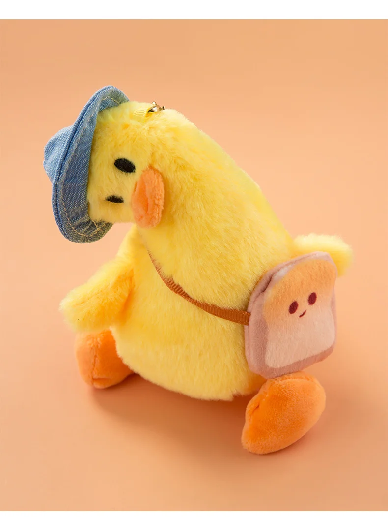 Cartoon Lovely duck crooked neck Doll Keychain Yellow White Car Bag Accessory Cute Plush Boy Girl Couple Keyring Lover Pendant