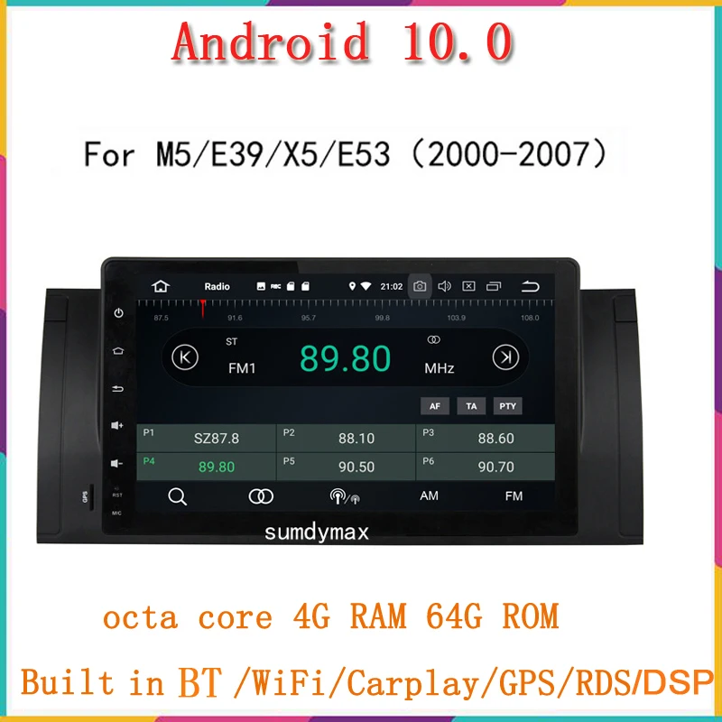 1din 9 &quotandroid 0 Автомобильный мультимедийный плеер Подходит для BMW E39 E53 M5 с gps