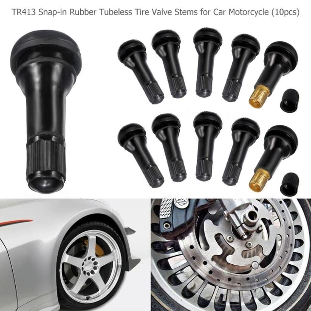 25pcs Tire VALVE STEMS TR 413 Snap-In Car Auto Short Rubber Tubeless Tyre  Black