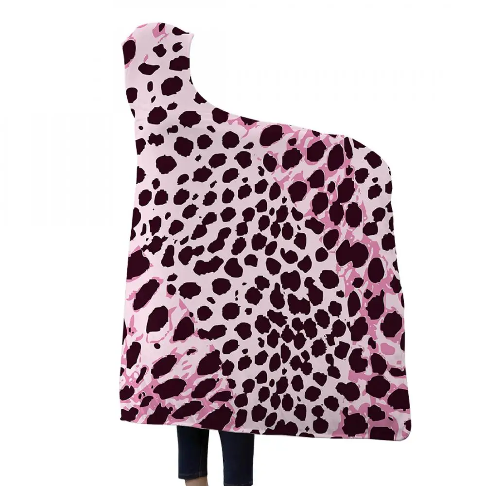 

Leopard 3d Printed Hooded Blanket Soft Blanket For Adult Sherpa Winter Throw Blanket Hoodie Blanket Travel Mantle Hooded Blanket