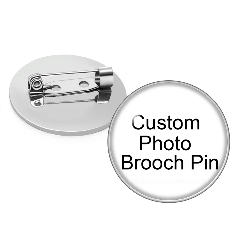 Brooches Backpack Button-Badges Pictures Lapel-Pin Cabochon Gift Glass Photo Custom Personalized