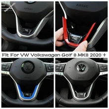 

Steering Wheel Decoration Cover Trim 1PCS For VW Volkswagen Golf 8 MK8 2020 2021 Black / Red / Blue / Carbon Fiber Interior Part