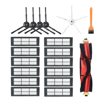 

HOT！-5 Side Brush + 1 Roller Brush + 12 Filter Net for Xiaomi S6 S5 E35 E2 Robot Vacuum Cleaner Replacement Parts Accessories