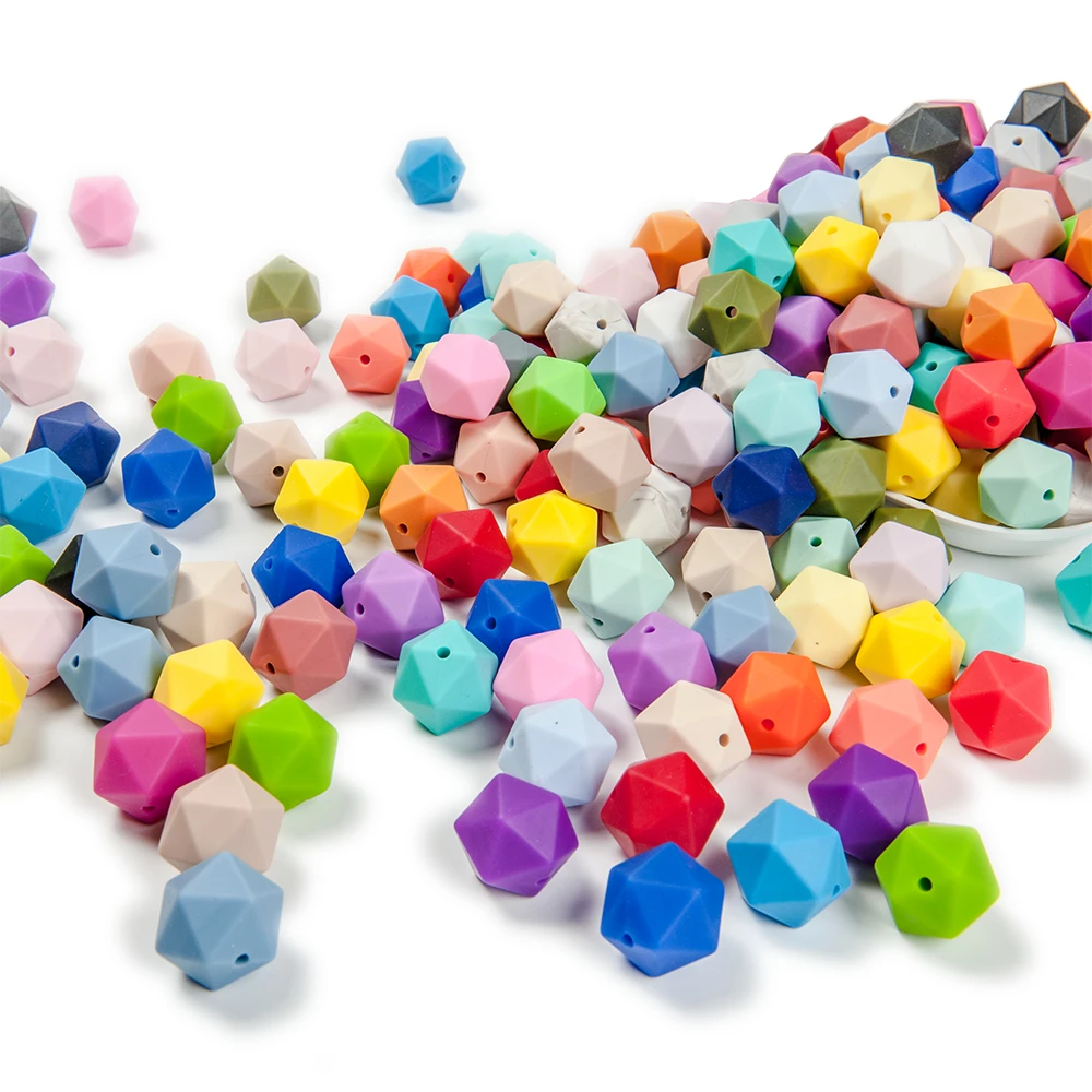 

Cute-Idea 30pcs 14mm silicone icosahedron beads teething BPA free baby product teether Food Grade chewable baby product toy