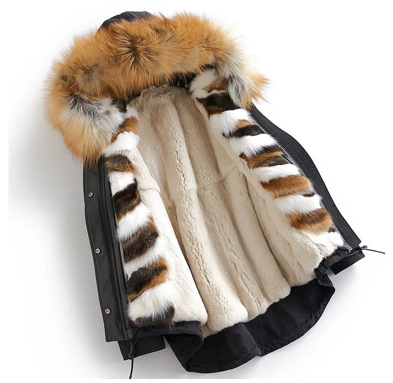 

Fox Natural Fur Liner Parka Real Fur Coat Winter Jacket Women Raccoon Fur Collar Korean Jackets for Women Outwear MY4076 s